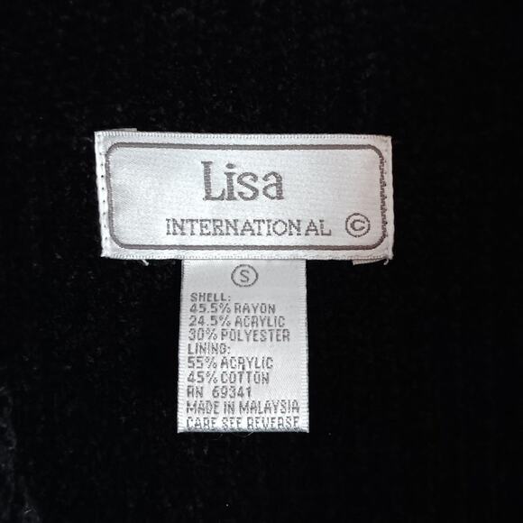 Lisa International Vintage Sherpa Sweater Womens Small Black Leopard Full Zip - Picture 5 of 13